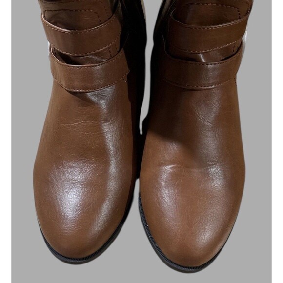 Madden Girl Boots Size 8 Cognac Brown Elsie Riding Style Knee High Buckle Strap - Picture 5 of 9